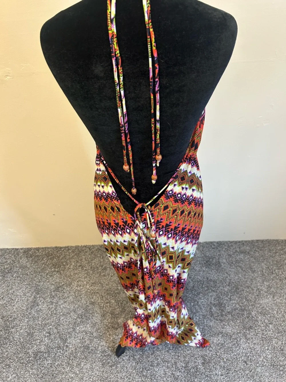 Elan x Anthropologie Aztec-Print Backless Maxi Dress in Pink, Orange & Cream - Picture 3 of 11